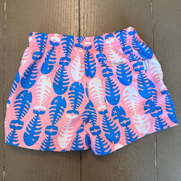 Maamgic Toddler Boys’ Pink & Blue Fish Bones “Shortie” UPF Swim Shorts • Size 2T - Picture 5 of 12